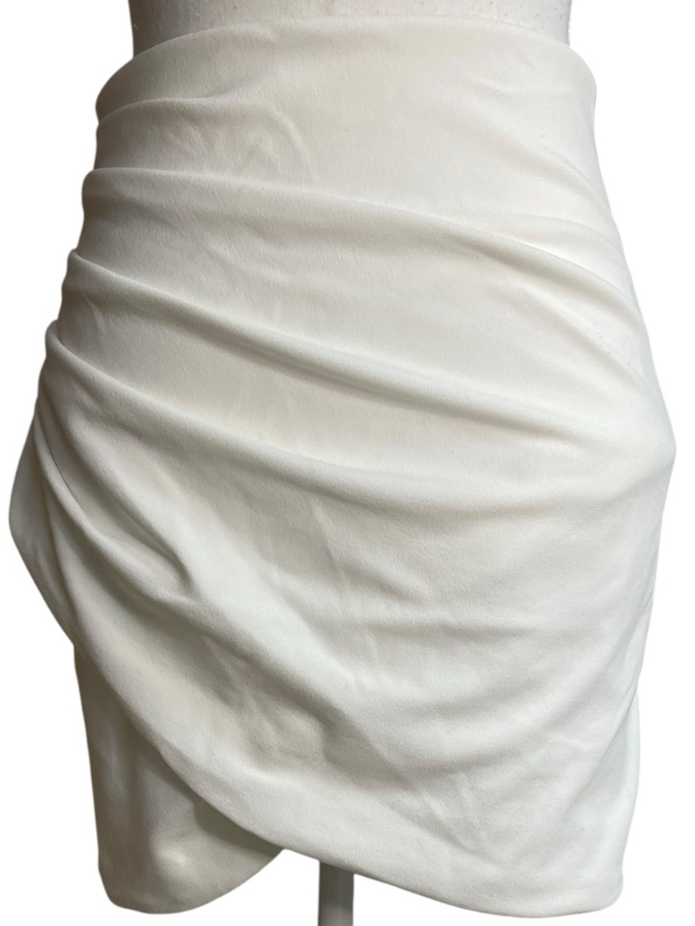 Zara Draped Mini Wrap Skirt White